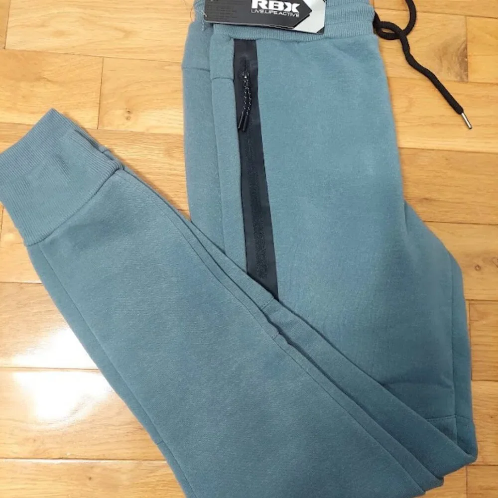 RBX ACTIVE Fleece Pants Comfort Fit Jogger Pants Sweats Blue Slate Small New $78